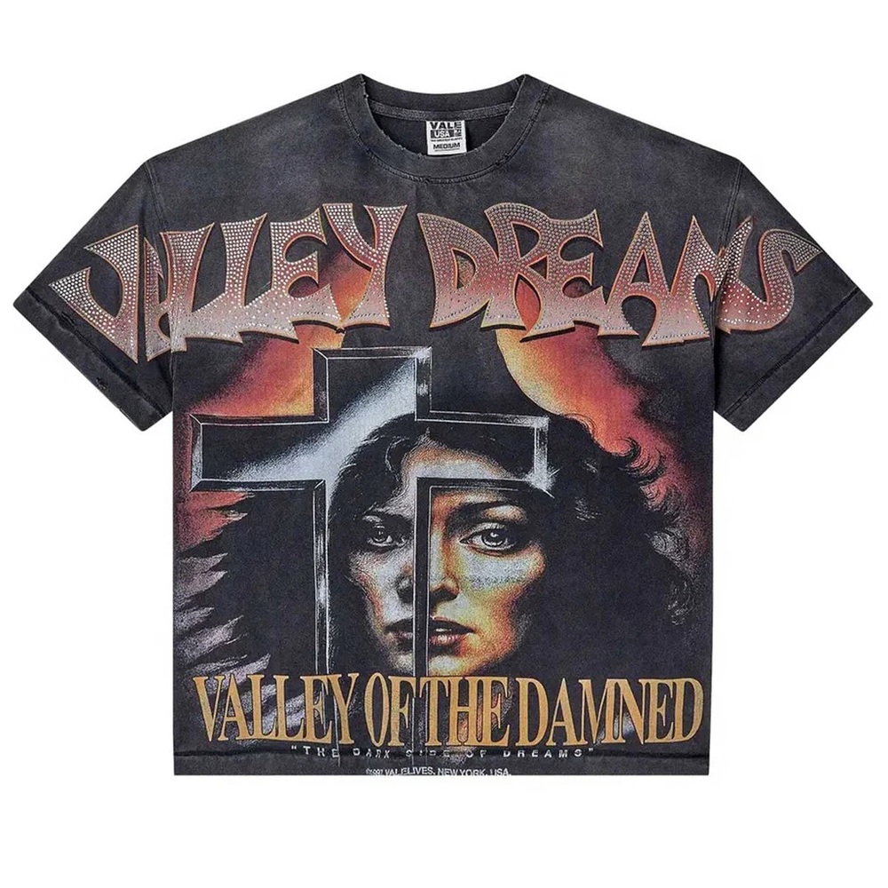 Vale Forever Tee Black Orange Damned Bling Large
